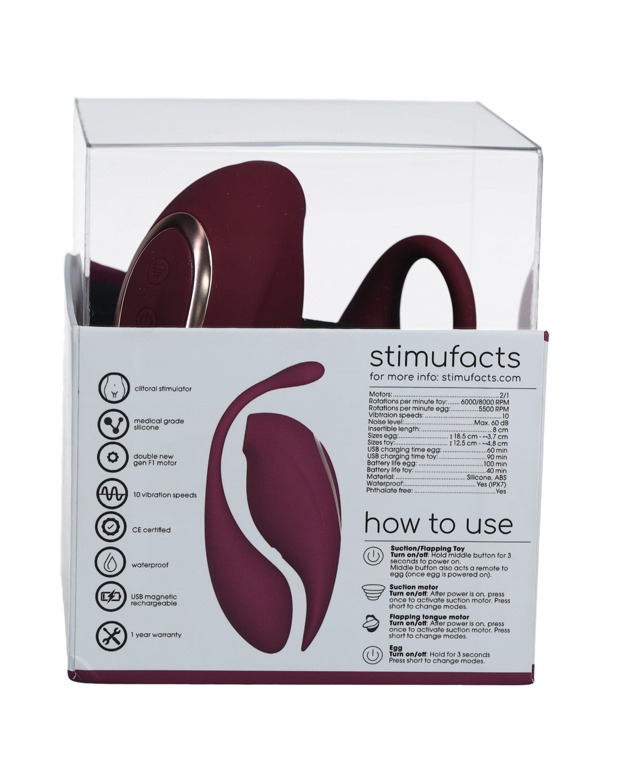 Shots Twitch 2 Vibrator w/Remote Control Vibrating Egg - Burgundy | Shop Lowest Prices at Funlove.com