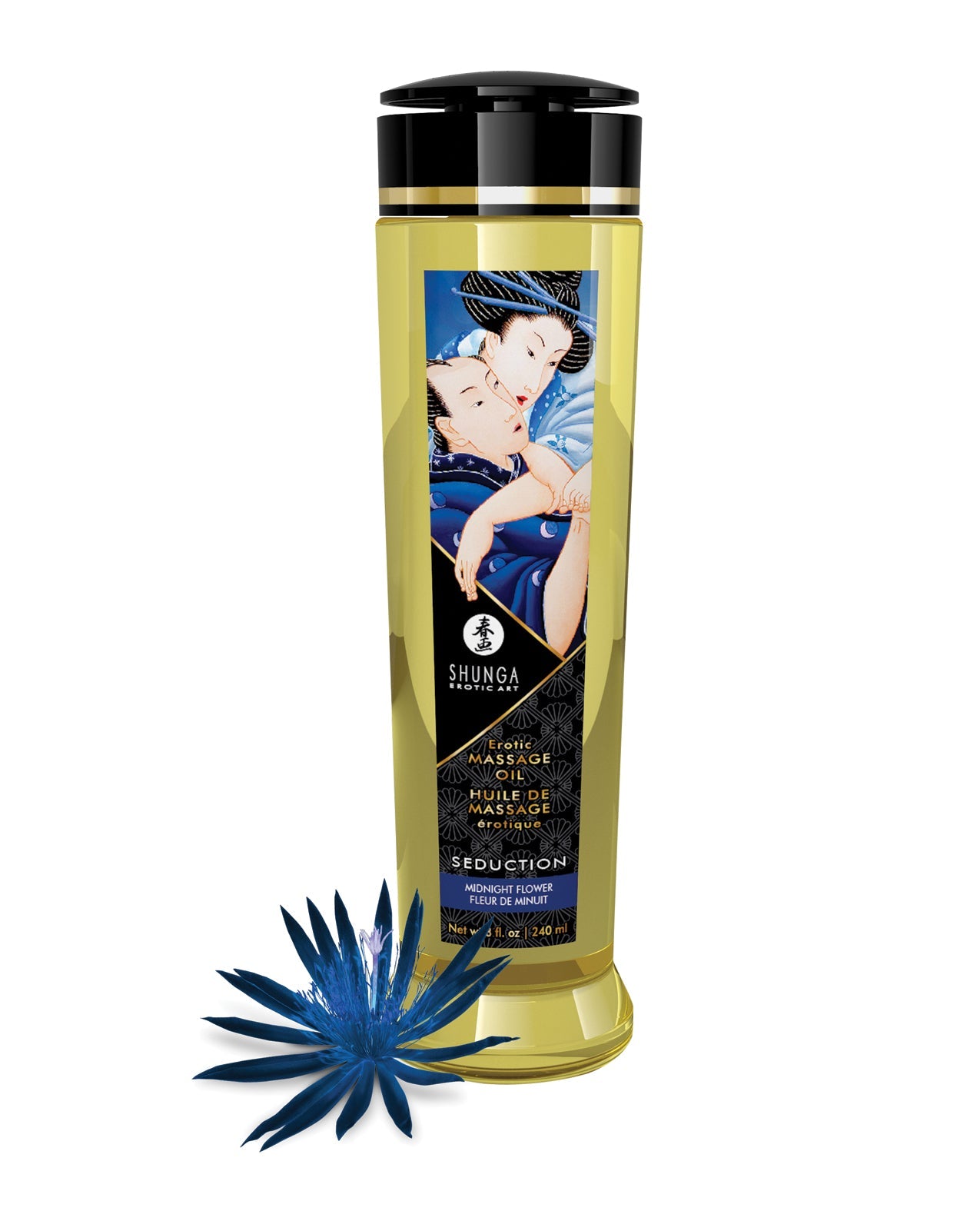 Shunga Massage Oil - 8 oz Midnight Flower | Shop Lowest Prices at Funlove.com