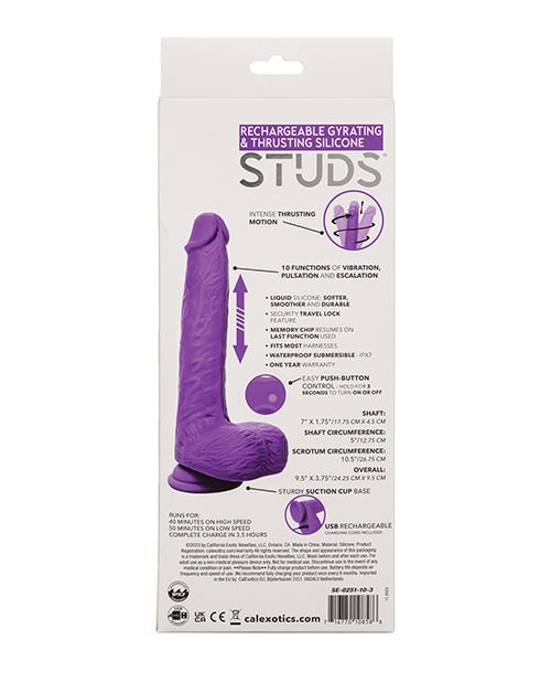 Silicone Studs Rechargeable Gyrating & Thrusting Vibrator - Purple | Shop Lowest Prices at Funlove.com