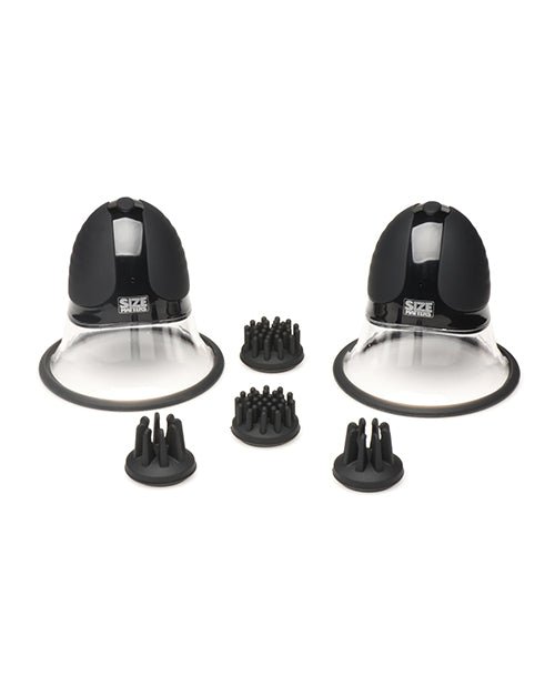 Size Matters 10X Rotating Silicone Nipple Suckers w/ 4 Attachments - Black | Shop Lowest Prices at Funlove.com