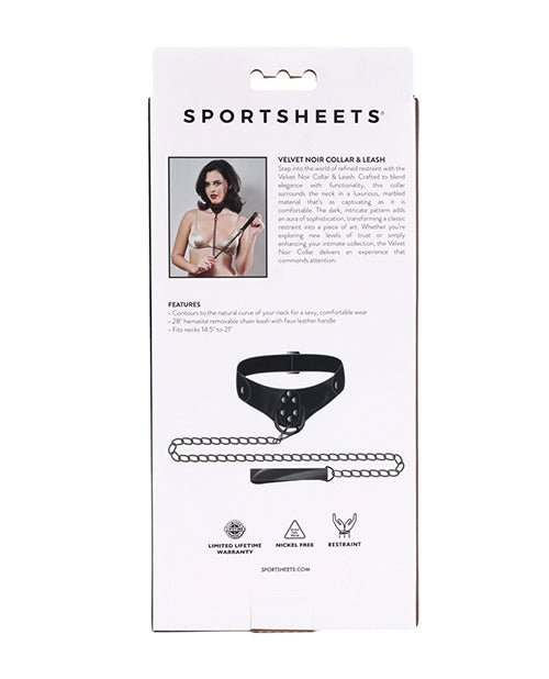 Sportsheets Velvet Noir Collar & Leash - Black | Shop Lowest Prices at Funlove.com