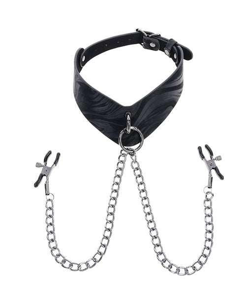 Sportsheets Velvet Noir Collar & Removable Clamps - Black | Shop Lowest Prices at Funlove.com