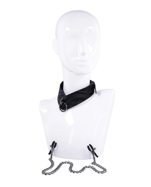 Sportsheets Velvet Noir Collar & Removable Clamps - Black | Shop Lowest Prices at Funlove.com