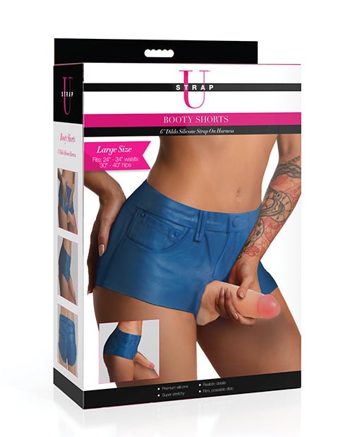 Strap U Booty Shorts 6" Silicone Dildo Strap - On Harness - Large | Shop Lowest Prices at Funlove.com