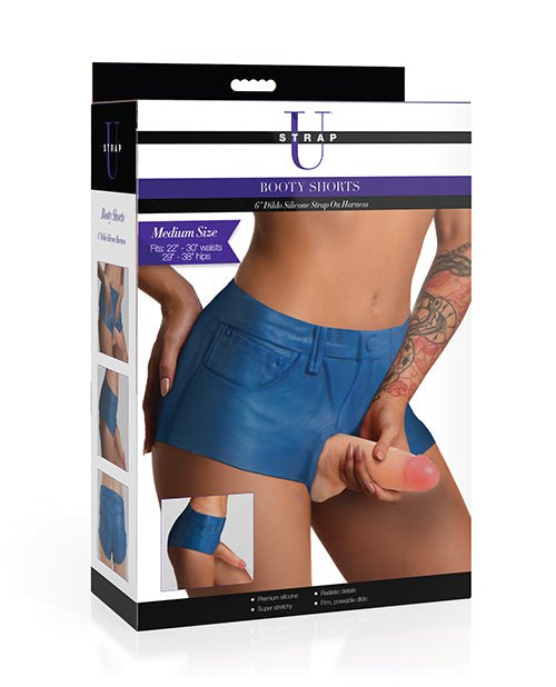 Strap U Booty Shorts 6" Silicone Dildo Strap - On Harness - Medium | Shop Lowest Prices at Funlove.com