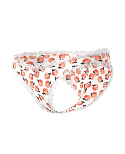 Sweet Treats Crotchless Boy Short w/Wicked Sensual Care Peach Lube - White L/XL | Shop Lowest Prices at Funlove.com