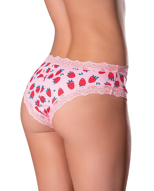 Sweet Treats Crotchless Boy Short w/Wicked Sensual Care Strawberry Lube - Pink S/M | Shop Lowest Prices at Funlove.com