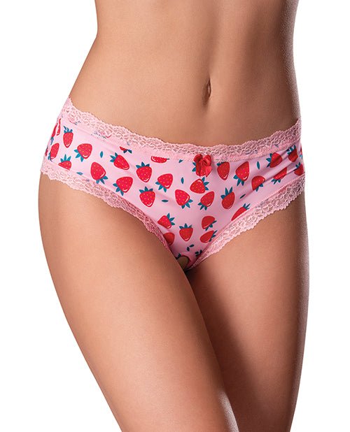 Sweet Treats Crotchless Boy Short w/Wicked Sensual Care Strawberry Lube - Pink S/M | Shop Lowest Prices at Funlove.com