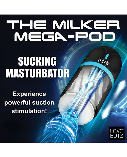 The Milker Mega - Pod Sucking Masturbator - Black/Clear | Shop Lowest Prices at Funlove.com