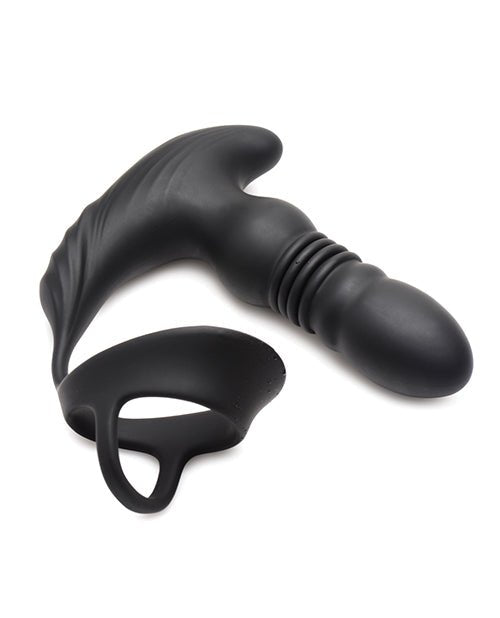 ThunderPlugs 10X Thrusting Silicone Vibrator w/Cock & Ball Strap & Remote - Black | Shop Lowest Prices at Funlove.com