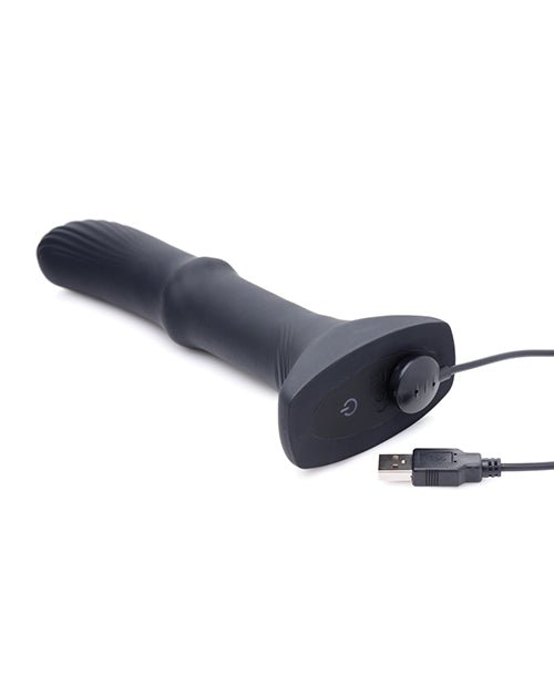 ThunderPlugs Sliding Shaft Silicone Vibrator w/Remote - Black | Shop Lowest Prices at Funlove.com