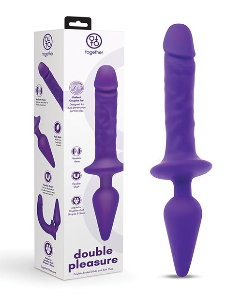 Together Double Pleasure 11" Double - Ended Dildo & Butt Plug - Purple | Shop Lowest Prices at Funlove.com
