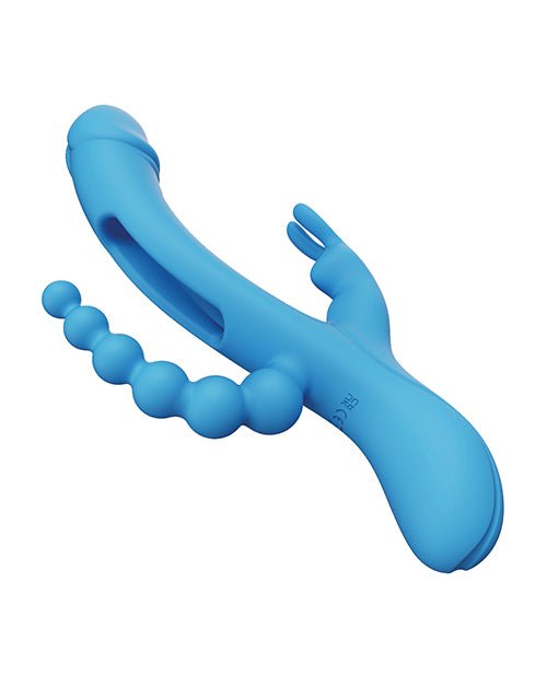 Trilux Kinky Finger Rabbit Vibrator w/ Anal Beads - Blue | Shop Lowest Prices at Funlove.com