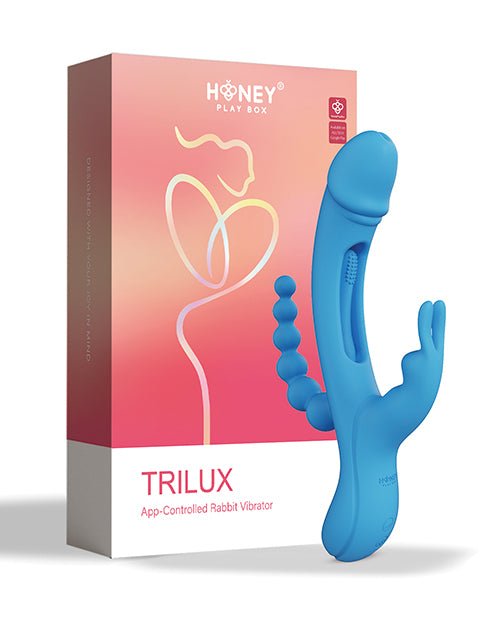 Trilux Kinky Finger Rabbit Vibrator w/ Anal Beads - Blue | Shop Lowest Prices at Funlove.com
