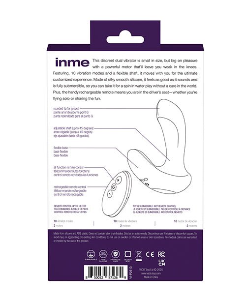 VeDO Inme Rechargeable Dual Vibe w/Remote Control - Purple | Shop Lowest Prices at Funlove.com