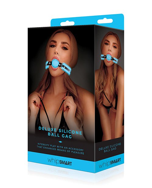 WhipSmart Glow in the Dark Deluxe Silicone Ball Gag - Blue | Shop Lowest Prices at Funlove.com
