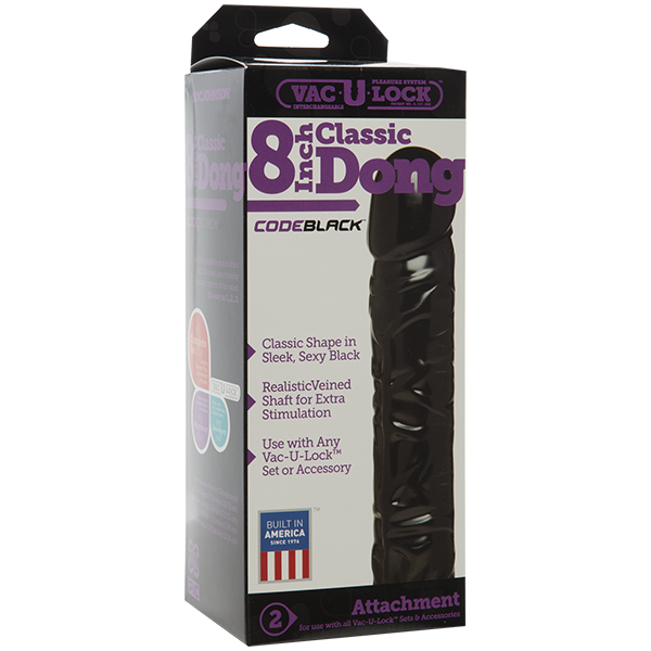 Vac-u-lock Code Black 8" Classic Dong - Black