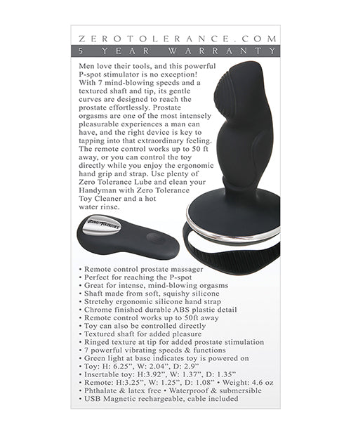 Zero Tolerance Handyman Prostate Stimulator - Black