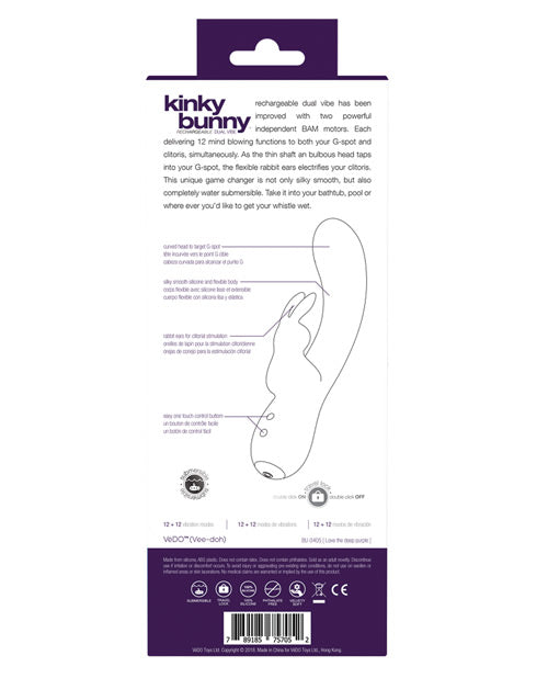 Vedo Kinky Bunny Plus Rechargeable Dual Vibe | Deep Purple