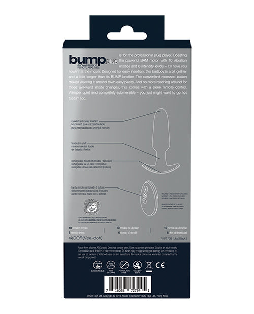 Vedo Bump Plus Remote Control Anal Vibe| Just Black