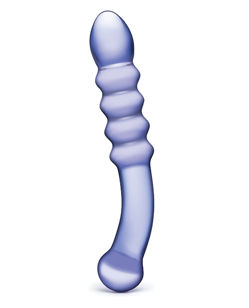 Glas Purple Rain Ribbed Glass Dildo 8.5"