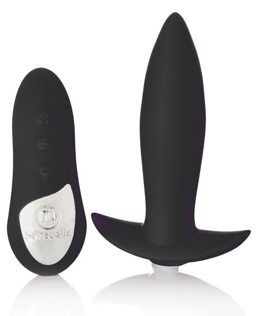 Sensuelle Remote Control Mini Plug in a petite, sleek design with flared safety base, perfect for inclusive pleasure.