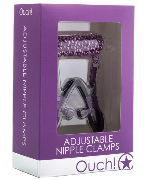 Shots Ouch Adjustable Nipple Clamps W/chain | Purple 