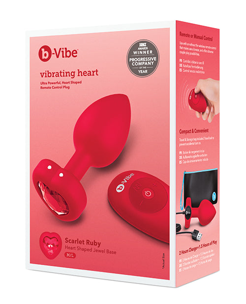b-Vibe Vibrating Heart anal plug - Red