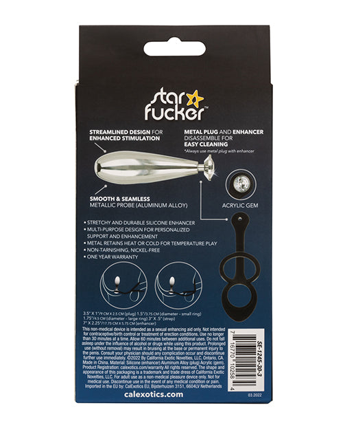 Star Fucker Glider Gem Plug W/silicone Enhancer - Black