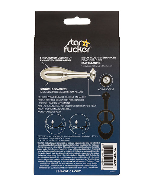 Star Fucker Teardrop Gem Plug W/silicone Enhancer - Black