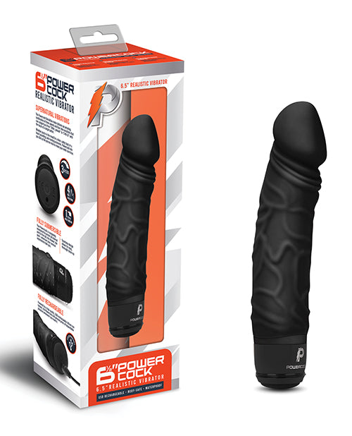 Powercocks 6.5" Realistic Vibrator | Black 