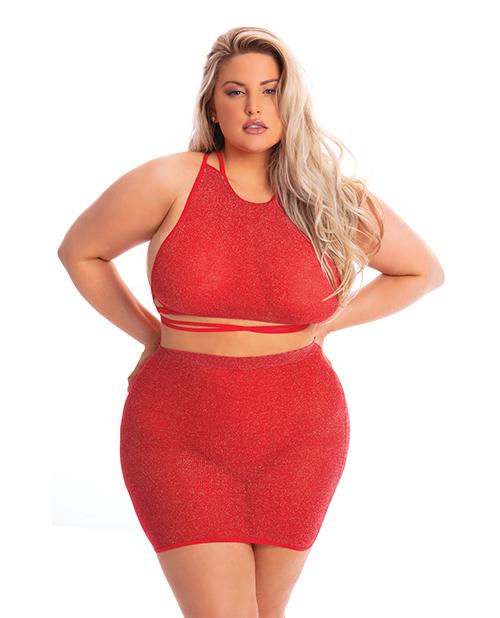 Pink Lipstick Midnight Sun Skirt Set QN Red 