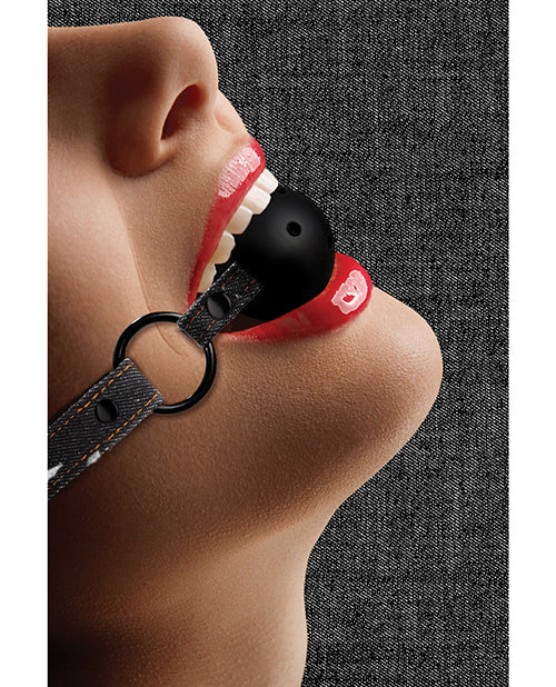 Shots Ouch Breathable Ball Gag W/denim Straps | Black