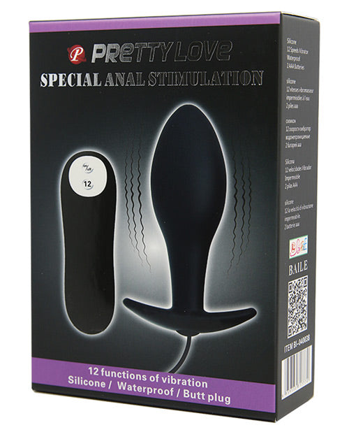 Pretty Love Vibrating Bulb Shaped Butt Plug - Black	