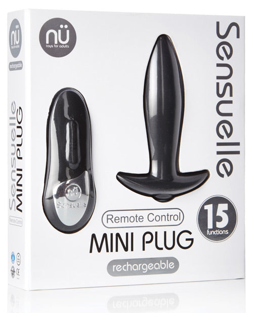 Wireless remote control for the Sensuelle Mini Plug, featuring synced vibration options and a compact design.