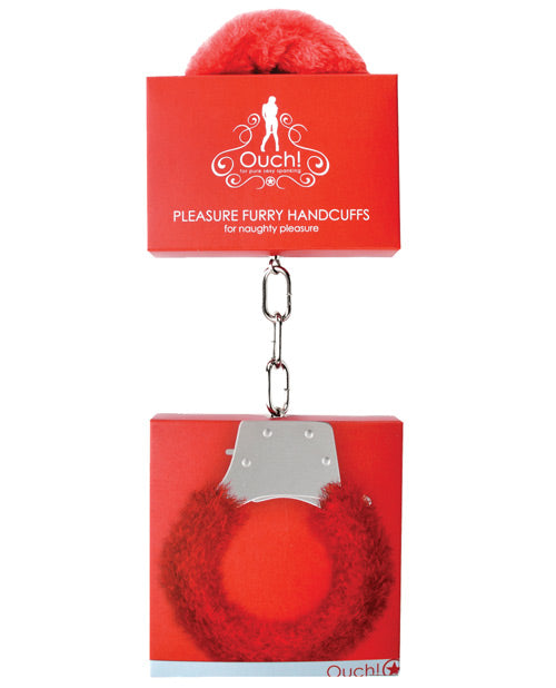 Shots Ouch Furry Pleasure Handcuffs | Red 