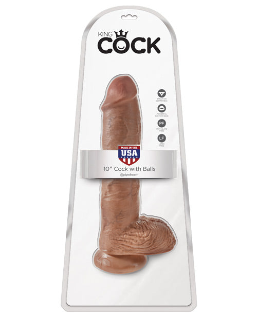 King Cock 10" Cock w/ Balls | Tan