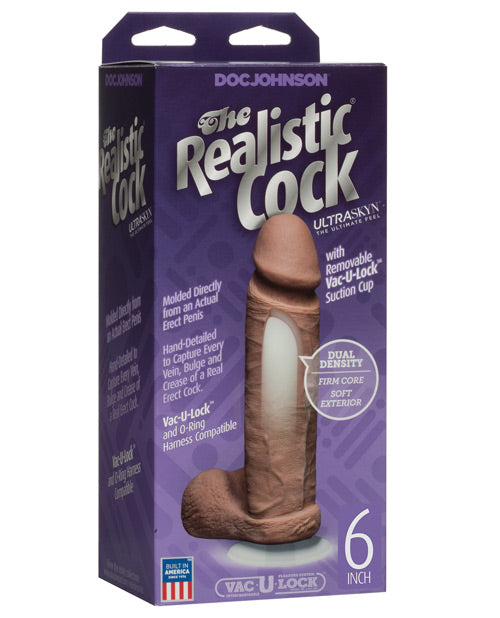 Realistic Ultraskyn Cock W/balls | Brown 6"