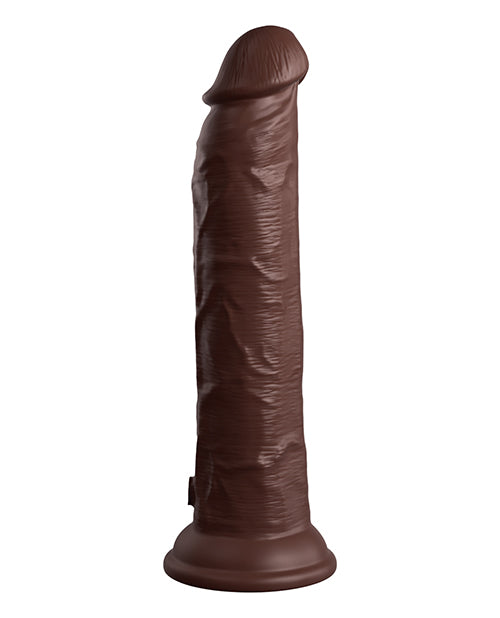 King Cock Elite 9" Dual Density Vibrating Silicone Cock W/remote - Brown
