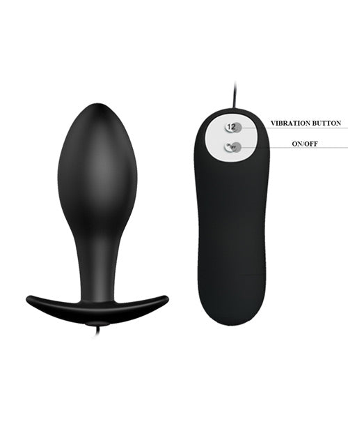 Pretty Love Vibrating Bulb Shaped Butt Plug - Black	