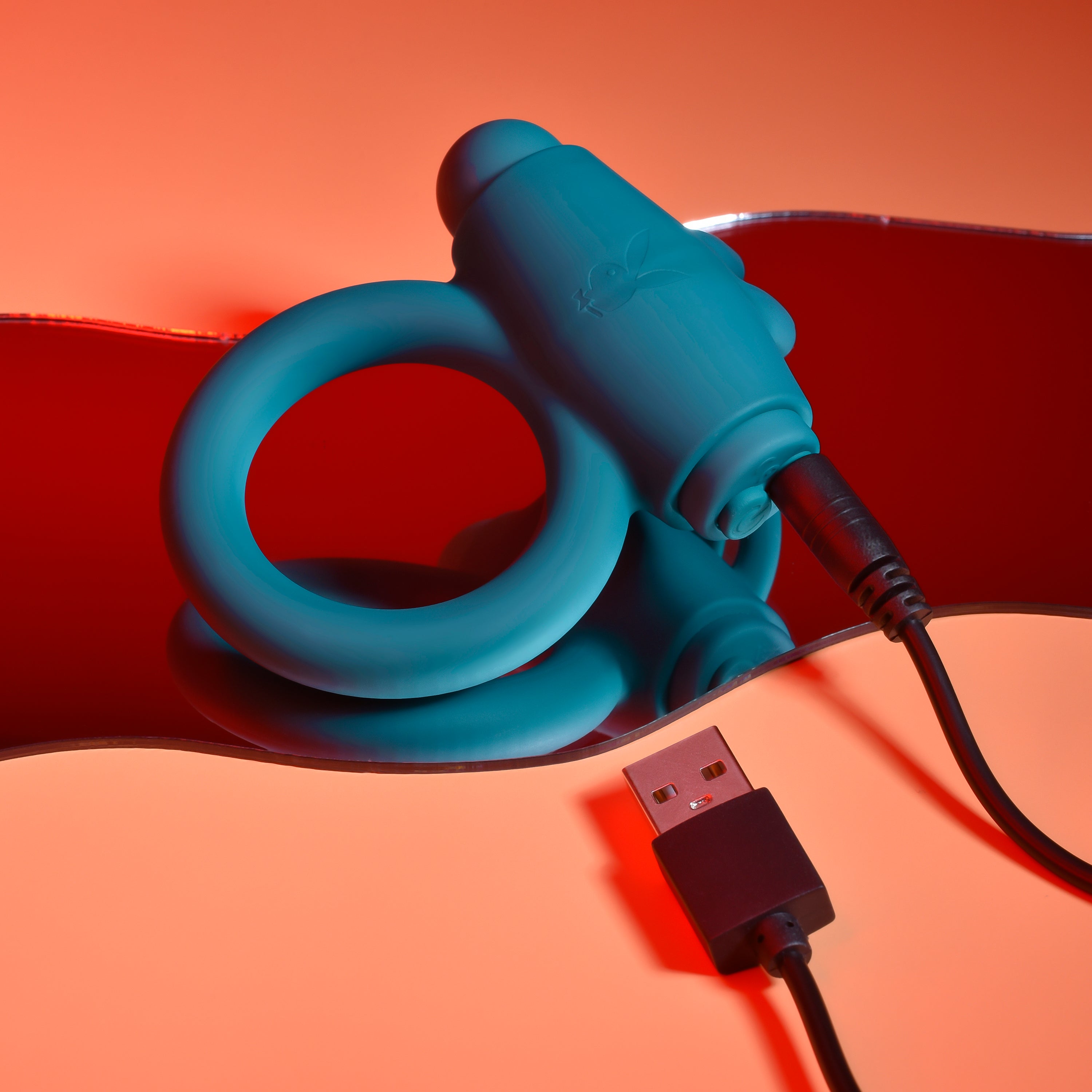 Playboy Pleasure Bunny Buzzer Cock Ring - Deep Teal