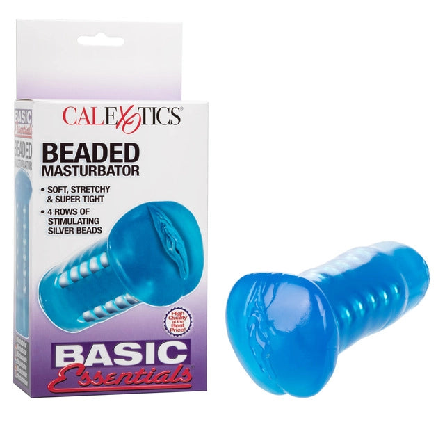 Basic Essentials Beaded Masturbator - Blue