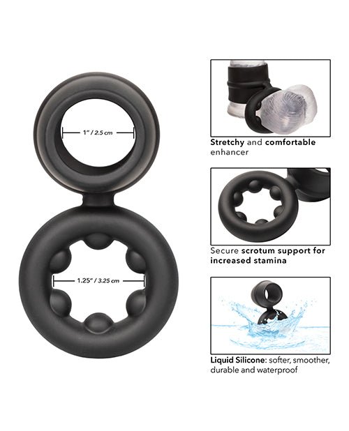 Alpha Liquid Silicone Dual Magnum Ring - Black | Shop Lowest Prices at Funlove.com