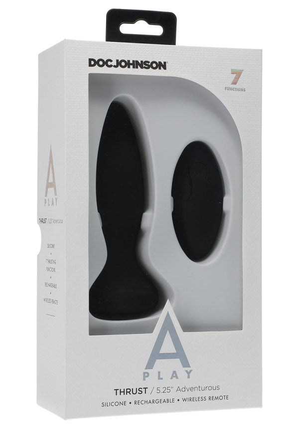 A Play Thrust Adventurous Rechargeable Silicone Anal Plug W/remote | Black
