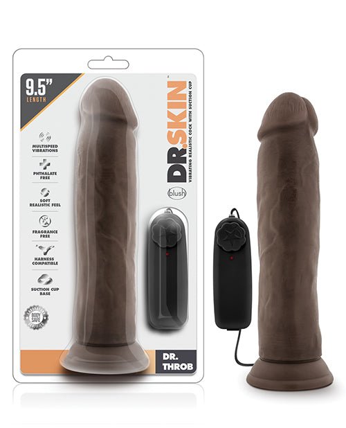 Blush Dr. Skin Dr. Throb 9.5" Cock W/suction Cup - Chocolate | Shop Lowest Prices at Funlove.com