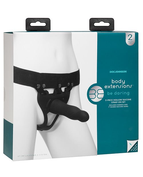 Body Extensions Be Daring 2 Piece Strap On Set - Black | Shop Lowest Prices at Funlove.com
