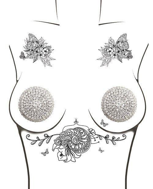 Burlesque Big O Crystal Jewel Reusable Silicone Nipztix - Silver O/s | Shop Lowest Prices at Funlove.com