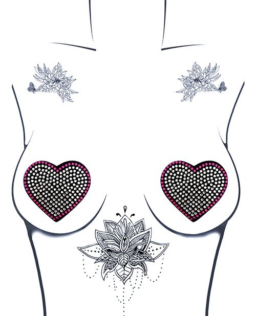Burlesque Heart N' Soul Crystal Heart Nipztix - Pink/clear O/s | Shop Lowest Prices at Funlove.com