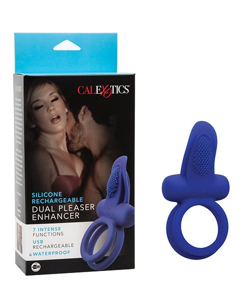 Couples Enhancers Silicone Rechargeable Dual Pleaser Enhancer - Blue | Shop Lowest Prices at Funlove.com