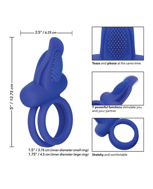 Couples Enhancers Silicone Rechargeable Dual Pleaser Enhancer - Blue | Shop Lowest Prices at Funlove.com